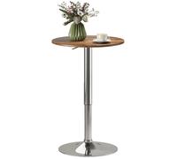 Table de bar - HOMCOM - bistro mange-debout ronde réglable 67-93 cm plateau pivotant - métal PVC - Ø 60cm - marron