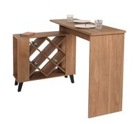 Table de bar HWC-M45, table haute de bar, casier à vin, compartiments de rangement 93x120x98cm, marron