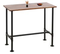 Table de bar HWC-N21, table de bar, table de bistrot, repose-pieds en métal industriel pin massif 108x120x61cm brun