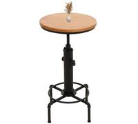 Table de bar HWC-N23, table de comptoir table de bistrot réglable en hauteur pivotante repose-pieds Industrial acier massif-bois Ø 50cm naturel