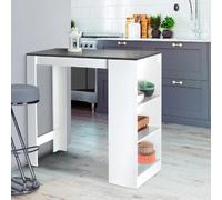 IDMarket - Table de Bar Barth 2 à 4 Personnes Bois Blanc Plateau Gris
