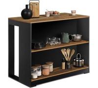 IDMarket – Table de bar îlot Juno – Bois noir et plateau foncé Hawkins – Beige G