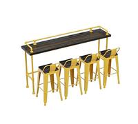 Table de bar industrielle avec tabourets, design à hauteur de comptoir, dessus en bois rustique, cadre en métal pour bars, îlots de cuisine et cafés modernes