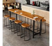 Table de bar industrielle en bois massif, table de salle à manger moderne, table de pub reculaire pour cuisine et salle à manger, 160 cm, tabouret non inclus