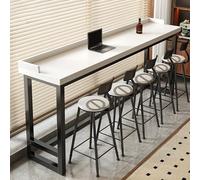Table de bar industrielle étroite et haute - 240 x 40 cm / 94x16in - Table console élégante pour petits cafés et restaurants - Design moderne blanc