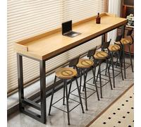 Table de bar industrielle étroite - Table de pub haute pour petits - Console de cuisine rectangulaire - Idéale pour les reurants et les cafés - Bois H - 160 x 40 cm / 63x16in