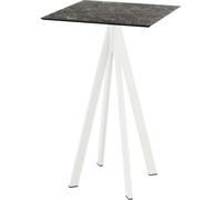Table de bar Infinity, structure blanche + plateau HPL effet marbre Galaxy, 70 x 70 cm, 1 pièce