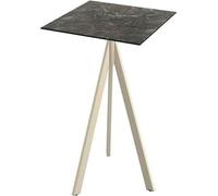 Table de bar Infinity Tripod avec structure couleur sable et plateau HPL effet marbre Galaxy 70x70 cm, 1 pièce