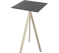 Table de bar Infinity Tripod, structure couleur sable et plateau en stratifié haute pression noir, 70 x 70 cm, 1 pièce