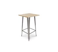 Kosmi Table de Bar Mange Debout Style Industriel en métal Brut et Plateau Bois Clair - 60x60 cm