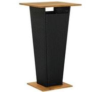 vidaXL Table de bar noire 60x60x110 cm Poly rotin et bois massif acacia