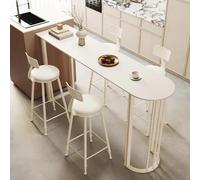 Table De Bar Rectangulaire étroite En Ardoise Blanche, 120 X 50 X 105 Cm, Avec Piètement En Métal De Style Colonne Romaine, Idéale Pour La Cuisine, Le Balcon One Color 140*50*105cm/55.1*19.7*41.3in