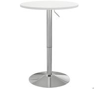 HOMCOM Table de Bar Ronde Hauteur Réglable 69-91 cm Blanc Argenté | Table Haute Cuisine, Mange-Debout, Plateau Pivotante à 360°, Base en Acier