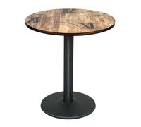 Table de Bar Ronde,Table de Bistrot Industriel Rétro,avec Pied en Fer,pour 1-4 Personnes,60x60x75 cm,Couleur bois