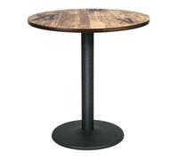 Table de Bar Ronde,Table de Bistrot Industriel Rétro,avec Pied en Fer,pour 1-4 Personnes,70x70x75 cm,Couleur bois
