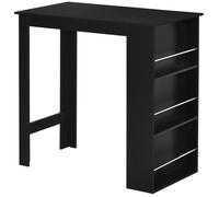Table de bar - table haute de cuisine - HOMCOM - mange-debout comptoir 3 étagères rangement - bois - 112x57x106cm - noir