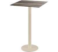 Table de bar Urban avec structure couleur sable et plateau en stratifié haute pression (HPL) imitation bois tropical, 70 x 70 cm, 1 pièce