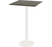 Table de bar Urban - Structure blanche + Plateau HPL effet marbre Midnight 70x70 cm (1 pièce)