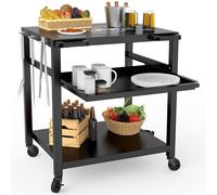 Table de barbecue d'extérieur - Cuisine mobile - Préparation pour barbecue - Avec roues et rangement - 79x66x85 cm - Métal