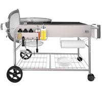 Table de barbecue en acier inoxydable, chariot de barbecue pour modèles Weber de 47 cm et 57 cm (Original Kettle, Premium, Master Touch, Jumbo Joe), barbecue au charbon de bois, barbecue au charbon de