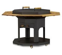 Table de barbecue en bois noir au design élégant pour l'extérieur