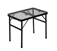 Table de barbecue portable en métallique avec structure réglable en hauteur | Table de camping avec poignée de transport pour barbecue, pique-nique, randonnée, voyage, jardin