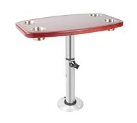 Table de bateau réglable en hauteur, 4 porte-gobelets, bois massif | Ensemble de table de bateau avec 4 porte-gobelets, hauteur réglable de 55,5 à 70,5 cm, plateau de table en bois massif de 60