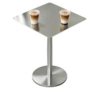 Table de bistro carrée/ronde moderne, table de bar intérieure et extérieure à hauteur de comptoir, table basse en acier inoxydable avec base robuste, pour jardin, patio, café(Square,50x50x95cm)