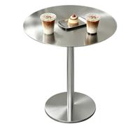 Table de bistro carrée/ronde moderne, table de bar intérieure et extérieure à hauteur de comptoir, table basse en acier inoxydable avec base robuste, pour jardin, patio, café(Round,70x70x105cm)