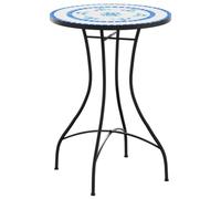Table de bistro mosaïque bleu et blanc Ø50x70 cm céramique