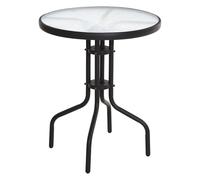 Table de bistro ronde en métal avec plateau en verre, table de jardin, table de balcon, table de terrasse, couleur noire, 70 x 60 cm