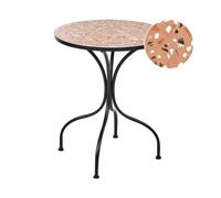 Table de Bistro Vintage en Métal 60 cm avec Plateau Effet Terrazzo Structure en