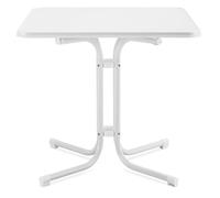 Beautissu Table Bistrot Carrée Exterieur 80x80 cm - Table Restaurant Bar Bistrot Pliante et Stable pour Balcon, Jardin ou Terrasse - Style Parisien - Acier Antirouille - Blanc - Bistroni