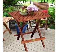 Table de bistrot extérieur bois eucalyptus huilé marron jardin balcon terrasse meubles anguleux