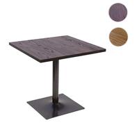 Table de bistrot HWC-H10, table de bar, gastronomie industrielle bois d'orme certifié MVG 75x80x80cm brun foncé