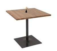 Table de bistrot HWC-H10, table de bar, gastronomie industrielle bois d'orme certifié MVG 75x80x80cm brun clair