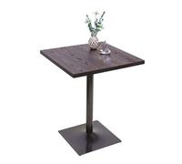 Table de bistrot HWC-H10,table de bar, gastronomie industrielle, bois d'orme certifié MVG 76x60x60cm brun noir