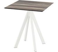 Infinity - Table de terrasse, structure blanche et plateau en stratifié imitation bois tropical, 70 x 70 cm, 1 pièce