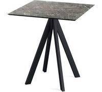 Infinity - Table de patio, structure noire + plateau HPL effet marbre Galaxy, 70 x 70 cm, 1 pièce