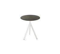 Table de terrasse Infinity Tripod, structure blanche + plateau HPL effet marbre Midnight Ø70 cm, 1 pièce
