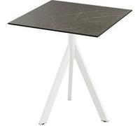 Table de terrasse Infinity Tripod, structure blanche et plateau HPL effet marbre Midnight, 70 x 70 cm, 1 pièce
