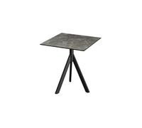 Table de terrasse Infinity Tripod, structure noire et plateau HPL effet marbre Galaxy, 70 x 70 cm, 1 pièce