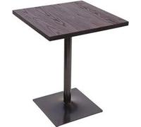 Table de bistrot HWC-H10,table de bar, gastronomie industrielle, bois d'orme certifié MVG 76x60x60cm brun noir