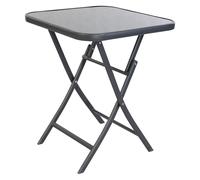 Table de bistrot pliante gris foncé verre / métal 60x60xH70cm
