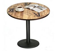 Table de bistrot Rond style rétro en bois et métal VIVOLILV, Table à Manger,Bar,Café,60x60x75cm,Motif imprimé alphabet
