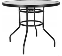 Table de bistrot Table métallique avec plateau en verre Table de jardin avec trou pour parasol Table d'appoint pour l'intérieur et l'extérieur