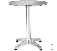Table de bistrot - TECTAKE - frédéric, résistante aux intempéries, aluminium, plateau mdf, 67 x 67 x 70/110 cm - argent