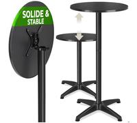 Table de bistrot - TECTAKE - table pliante, viktor, résistante aux intempéries, aluminium, plateau mdf, 67 x 67 x 75/115 cm - noir