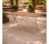Table de brasserie Table de jardin pliante acacia acier 120x60cm