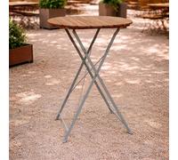Table de brasserie Table haute pliante acacia acier Ø80 cm